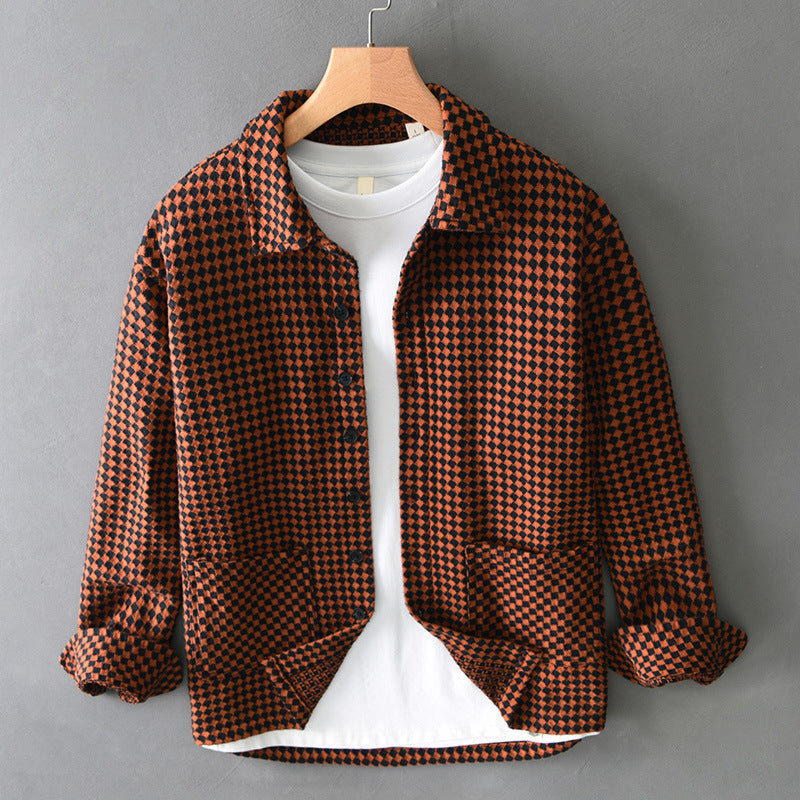 Rustikale Jacke mit Hahnentrittmuster 