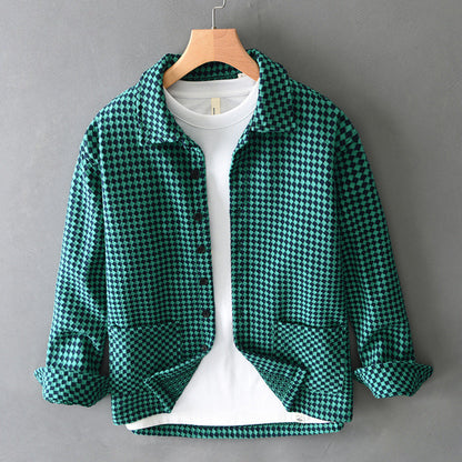 Rustikale Jacke mit Hahnentrittmuster 