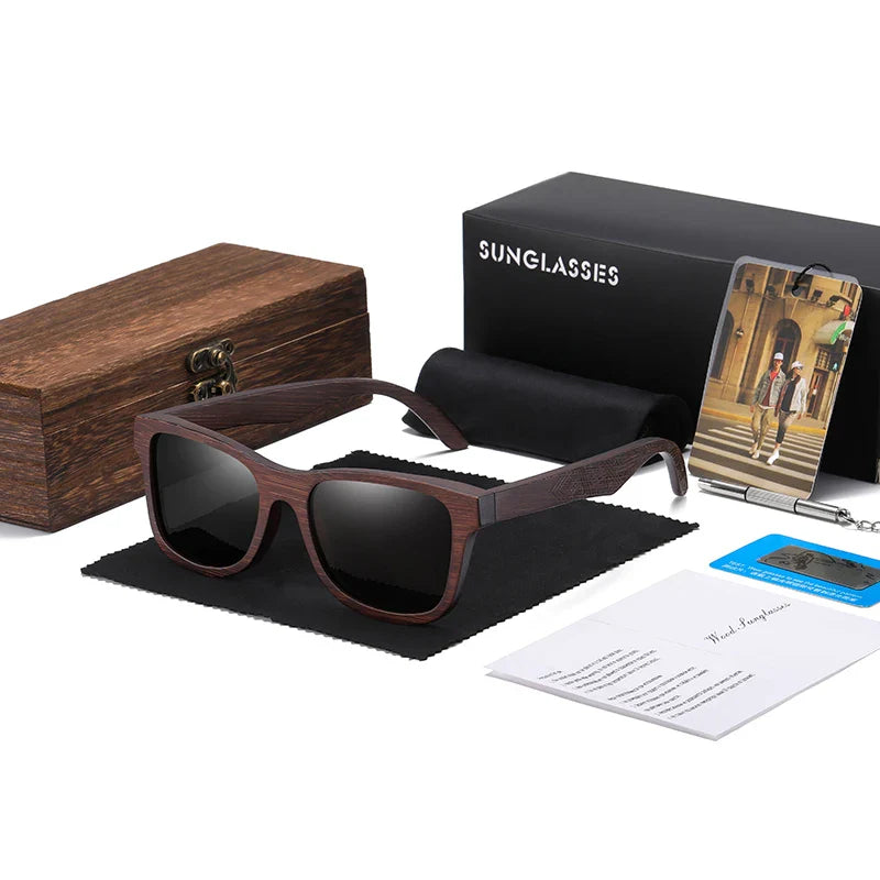 Polarized Bamboo Engraved Sunglasses